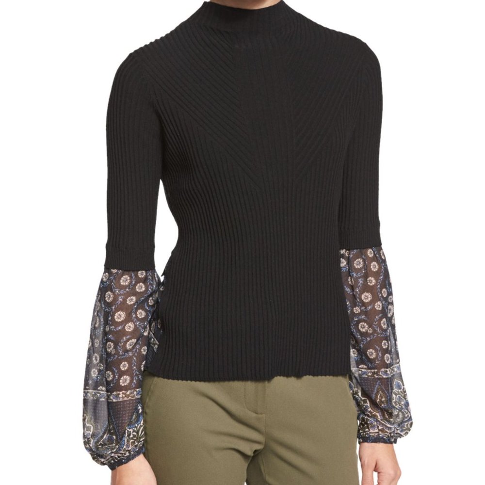 Veronica Beard Moon Mixed Media Sweater Size S